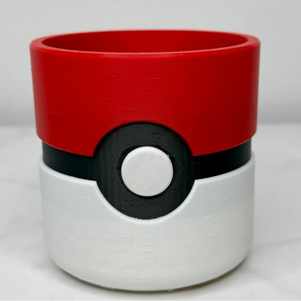 Pokeball Inspired 3D Printed Planter - Succulent Pot - Gamer Desk Decor Gift 4” - Picture 3 of 11